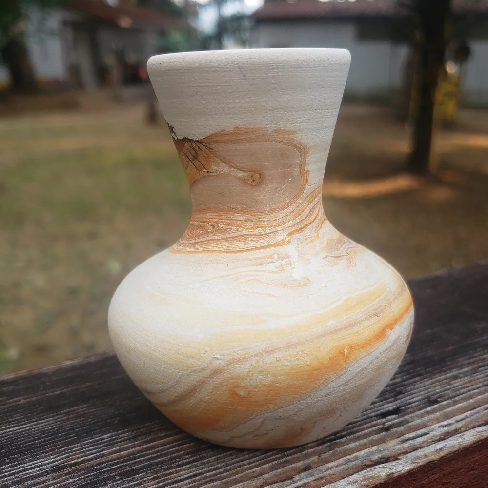 Mini Nemadji Pottery - Painted Swirl Vase - MINI